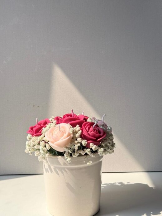 Pink Rose Flower Candle Pot - Ziya Candles