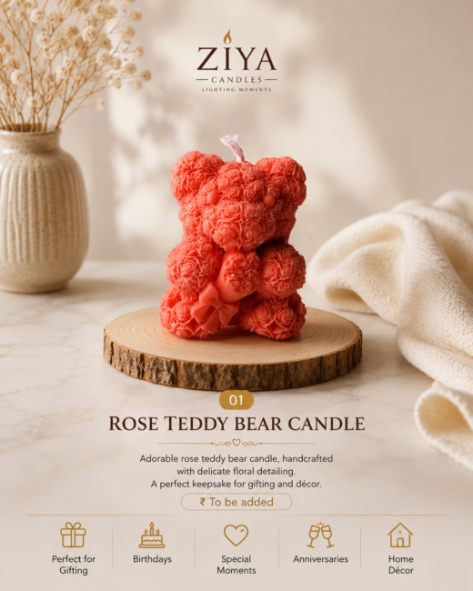 ROSE TEDDY BEAR CANDLE